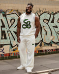 Big & Tall White Streetwear Vest Pants Set for big men view 1