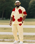 Big & Tall Red Vintage T-Shirt Pants Set for big men view 1