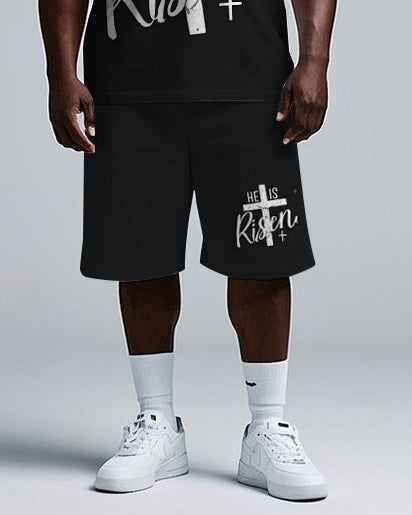 Big & Tall Graphic T-Shirt Shorts Set for big men view 3