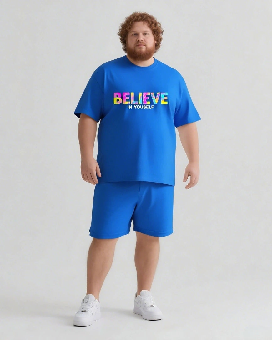 Big & Tall Graphic Streetwear T-Shirt Shorts Set for big men view 9