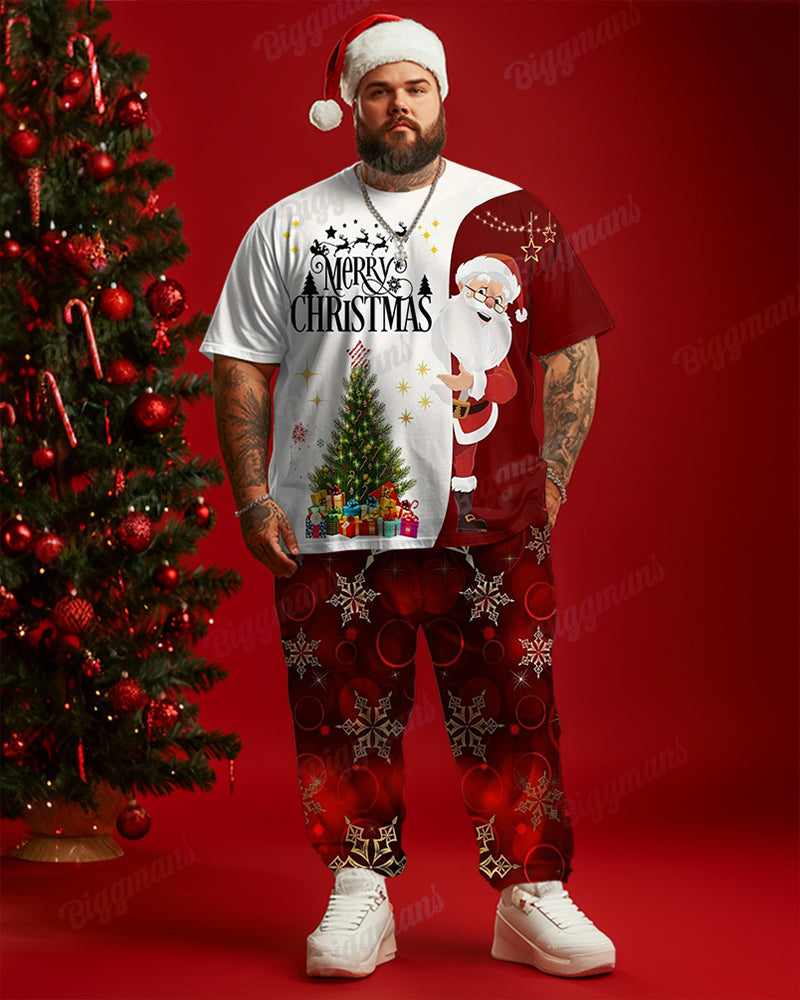 Big & Tall Colorblock Graphic T-Shirt Pants Set for big men view 1