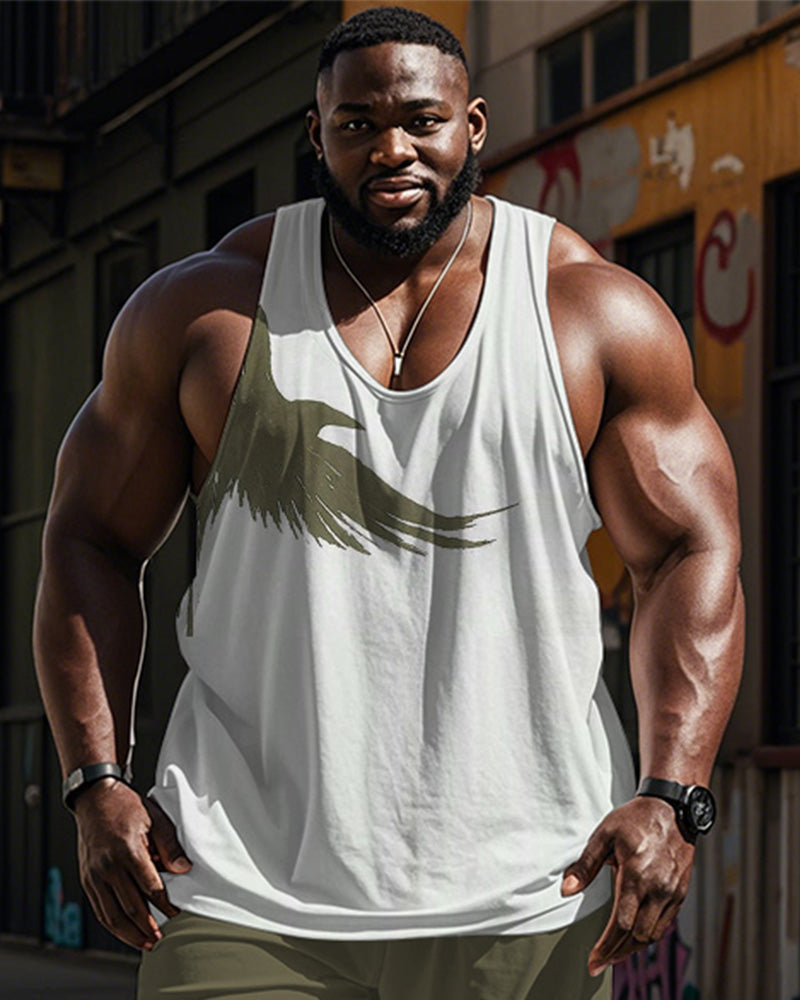 Big & Tall Green Graphic Vest Pants Set for big men view 2