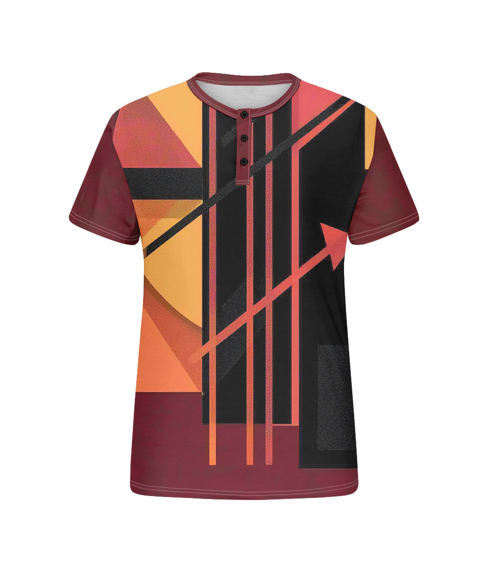 Big & Tall Black Red Geometric T-Shirt for big men view 4