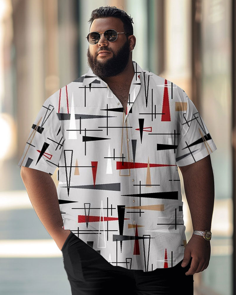 Big & Tall Geometric Short Sleeve Shirt for big men