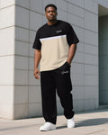 Big & Tall Colorblock Striped T-Shirt Pants Set for big men view 1