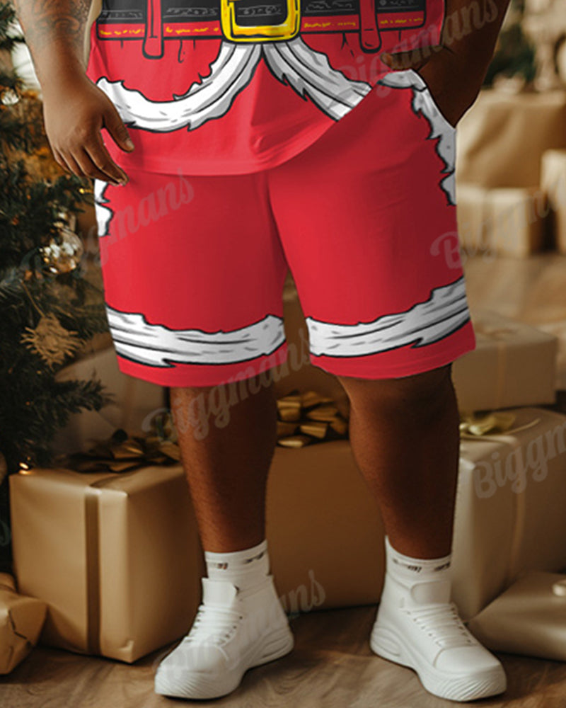 Big & Tall Red Graphic T-Shirt Shorts Set for big men view 5