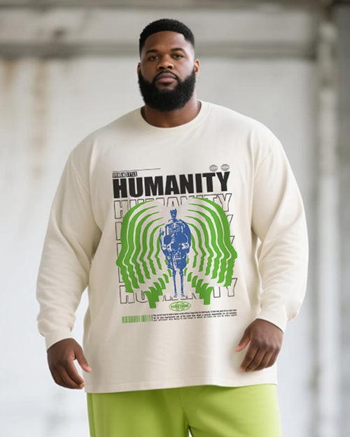 Big & Tall Green Graphic Graffiti T-Shirt Pants Set for big men view 2
