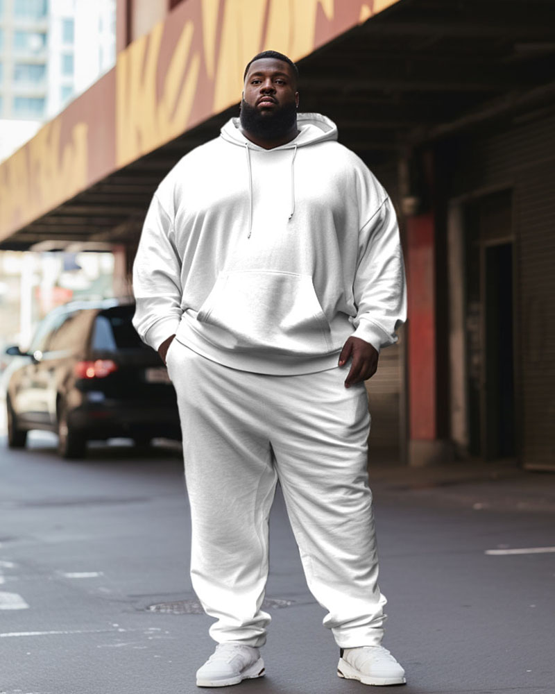 Big & Tall Solid Color Athletic Hoodie Sweatpants Set for big men view 1