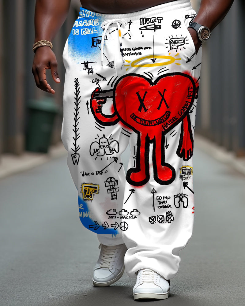 Big & Tall Graphic Graffiti Hoodie Sweatpants Set for big men view 1