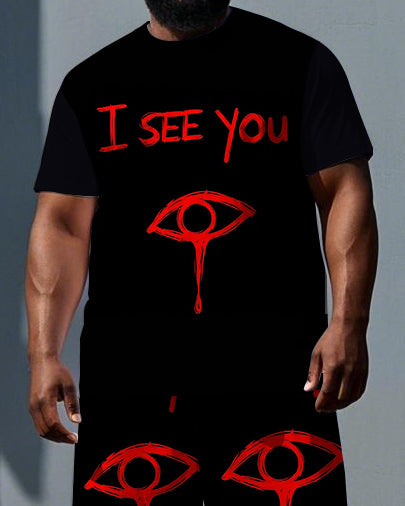 Big & Tall Graphic T-Shirt Shorts Set for big men view 2