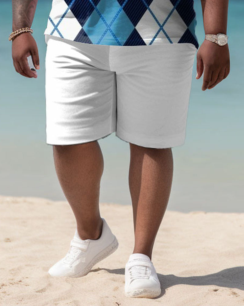 Big & Tall Graphic Polo Shorts Set for big men view 3