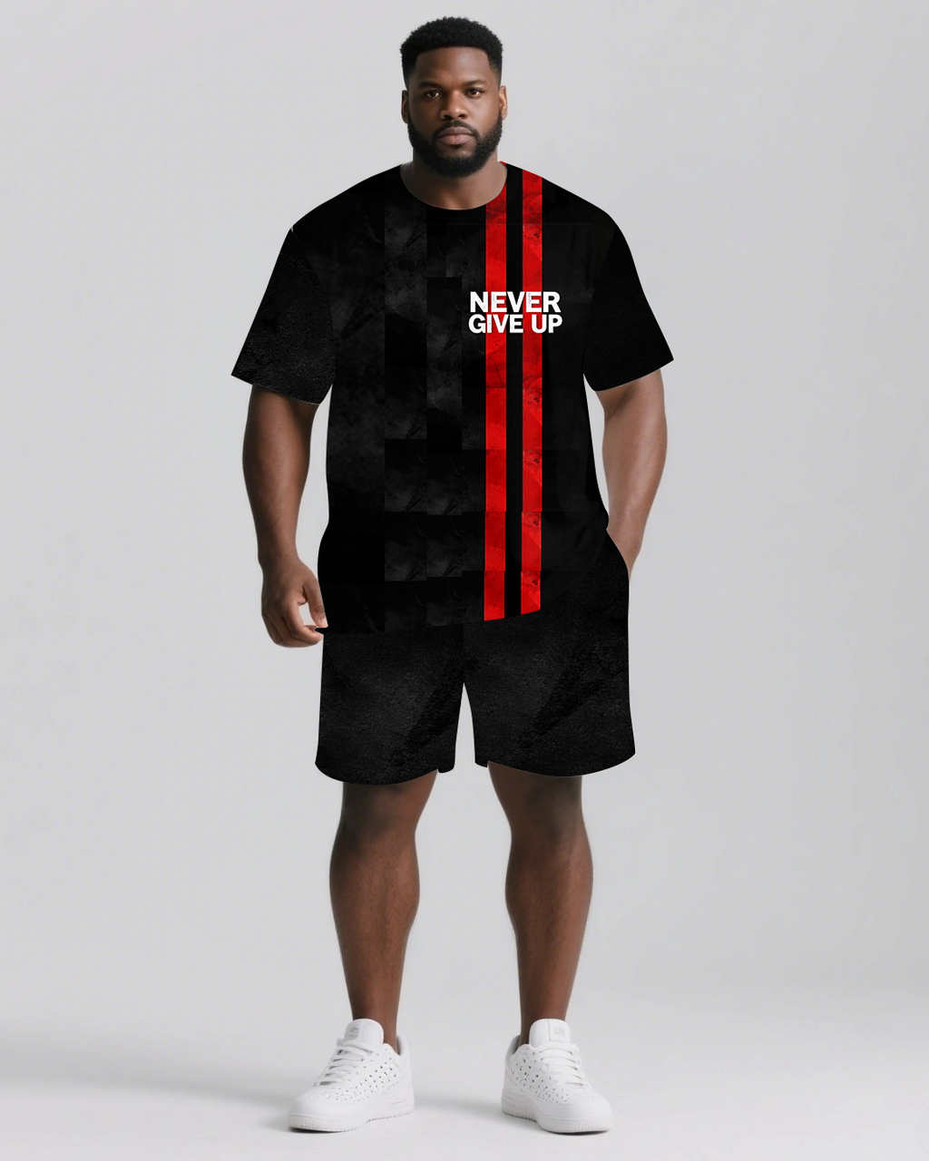 Big & Tall Striped Two-piece Set for big men view 1