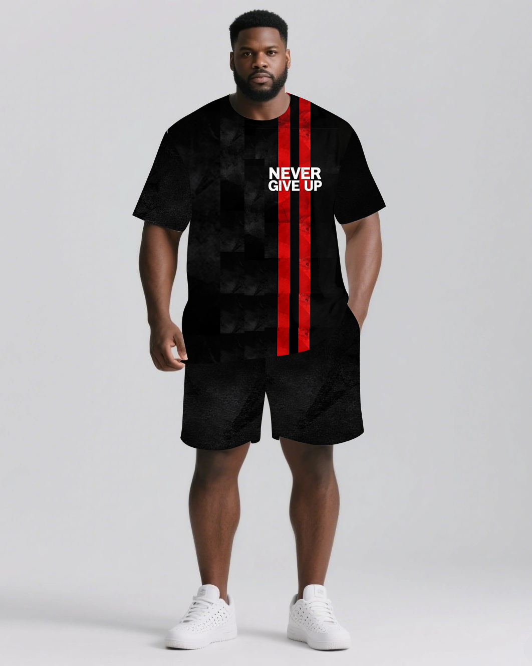 Big & Tall Striped Two-piece Set for big men view 1