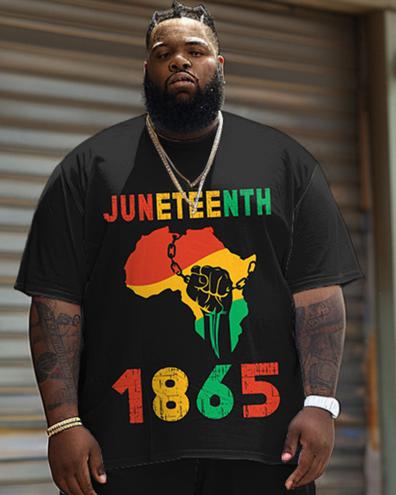 Big & Tall Juneteenth T-Shirt Shorts Set for big men view 3