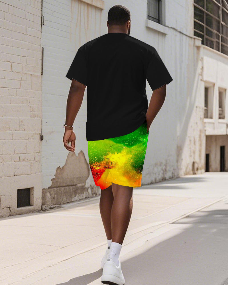 Big & Tall Juneteenth Graphic T-Shirt Shorts Set for big men view 4