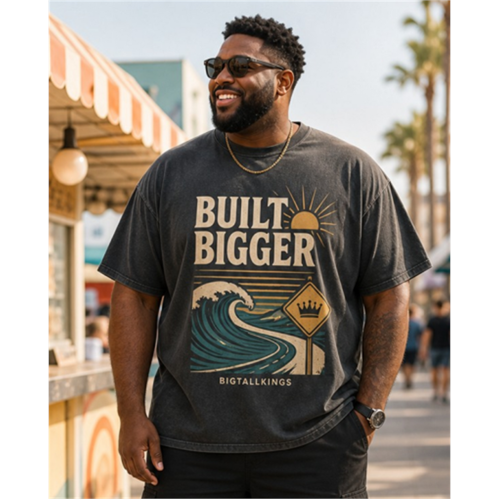 Big & Tall Colorblock Plaid T-Shirt Shorts Set for big men view 2