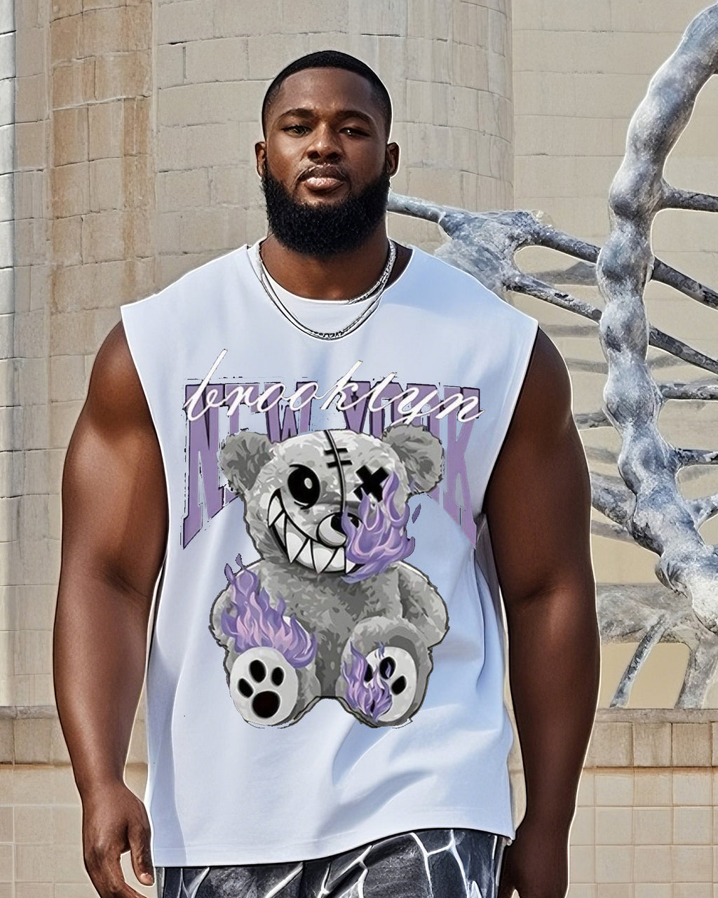 Big & Tall Graphic Vest Pants Set for big men view 2