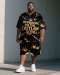 Big & Tall Graphic Polo Shorts Set for big men view 1