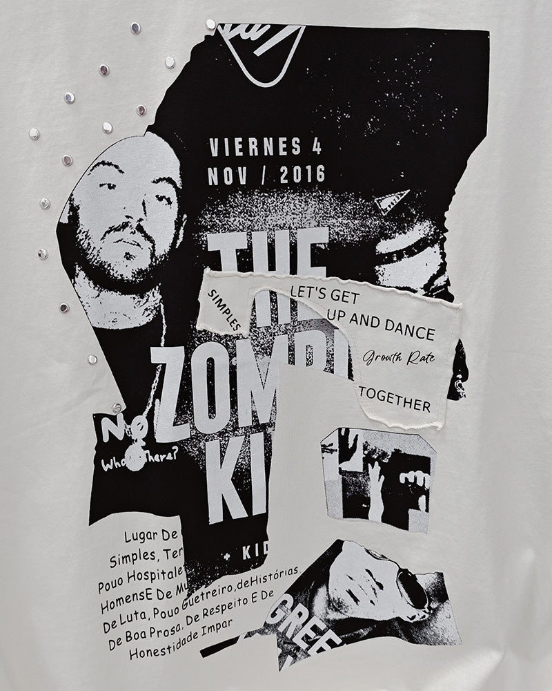 Big & Tall White Graphic Streetwear T-Shirt for big men view 3