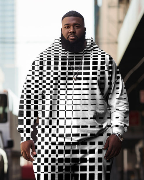 Big & Tall Geometric Graphic Hoodie Sweatpants Set for big men view 2