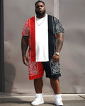 Big & Tall Colorblock Graphic T-Shirt Shorts Set for big men view 1