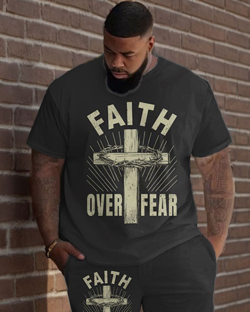 Big & Tall Graphic T-Shirt Pants Set for big men view 2