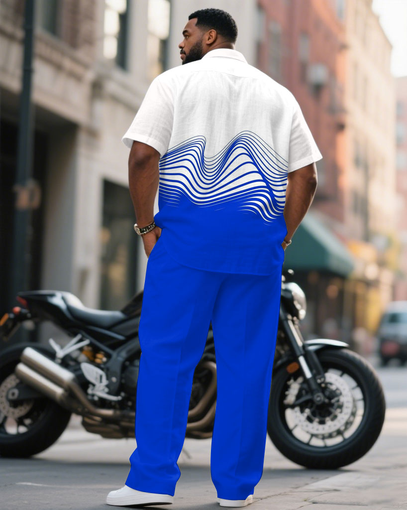 Big & Tall Blue Graphic T-Shirt Pants Set for big men view 4