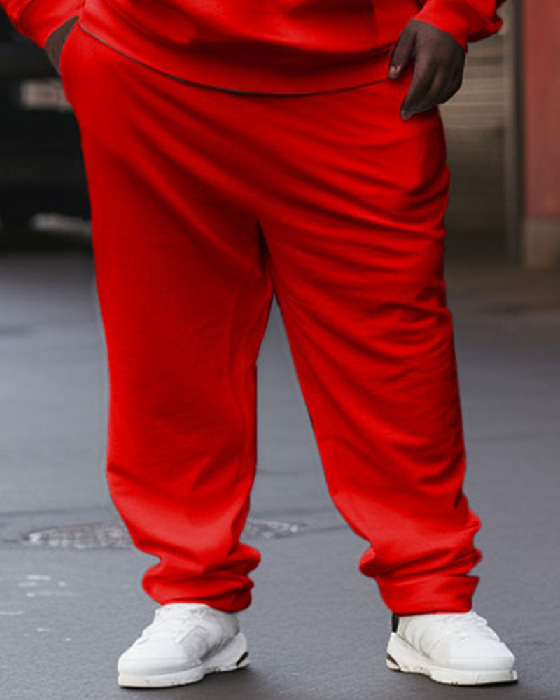 Big & Tall Solid Color Athletic Hoodie Sweatpants Set for big men view 9