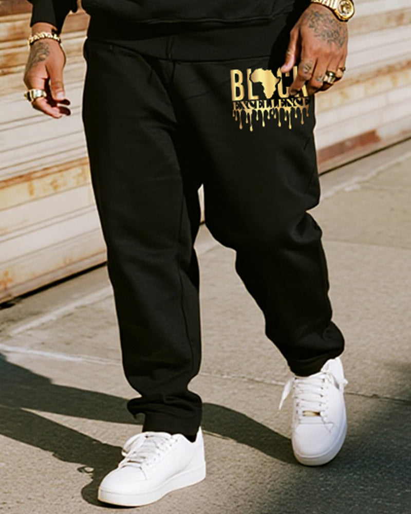 Big & Tall Black Juneteenth Hoodie Sweatpants Set for big men view 3