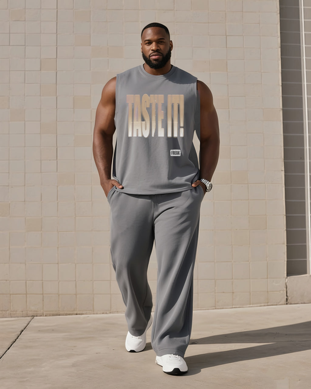 Big & Tall Gradient Graphic Vest Pants Set for big men view 3