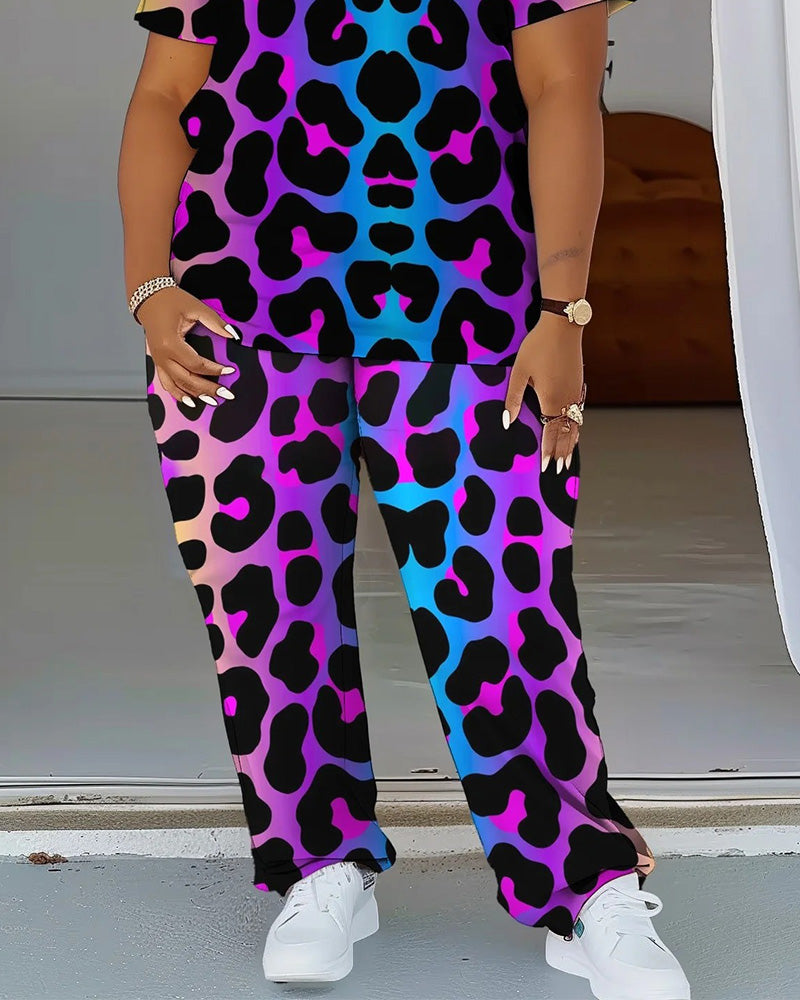 Big & Tall Gradient Graphic T-Shirt Pants Set for big men view 3
