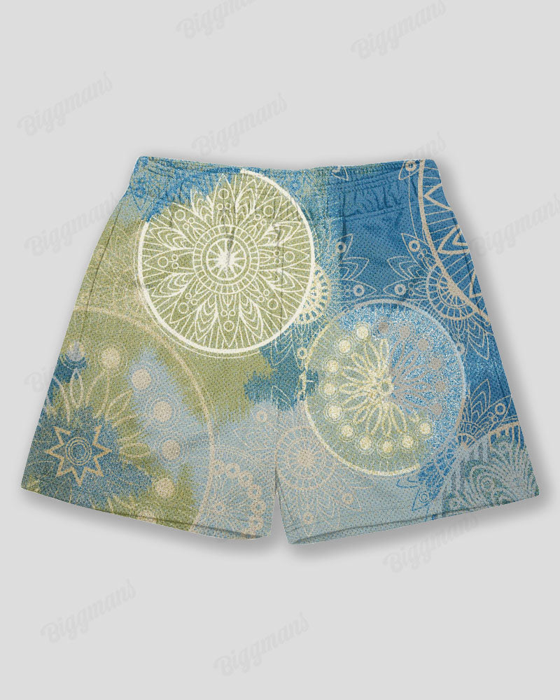 Big & Tall Blue Hawaiian Graphic Athletic Shorts for big men