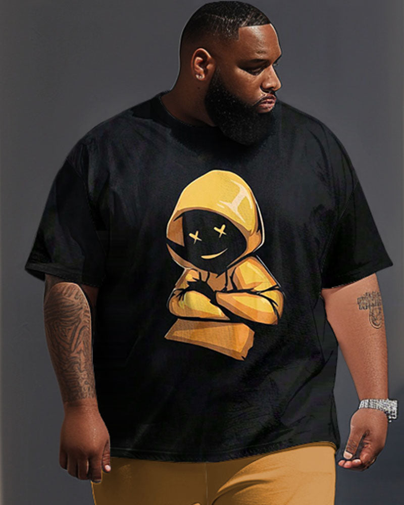 Big & Tall Yellow Streetwear T-Shirt Pants Set for big men view 2