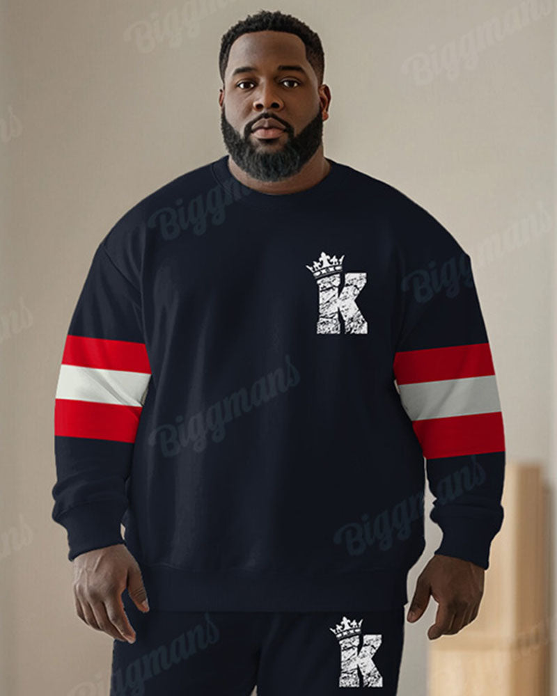 Big & Tall Red Striped Graphic Two-piece Set for big men view 2