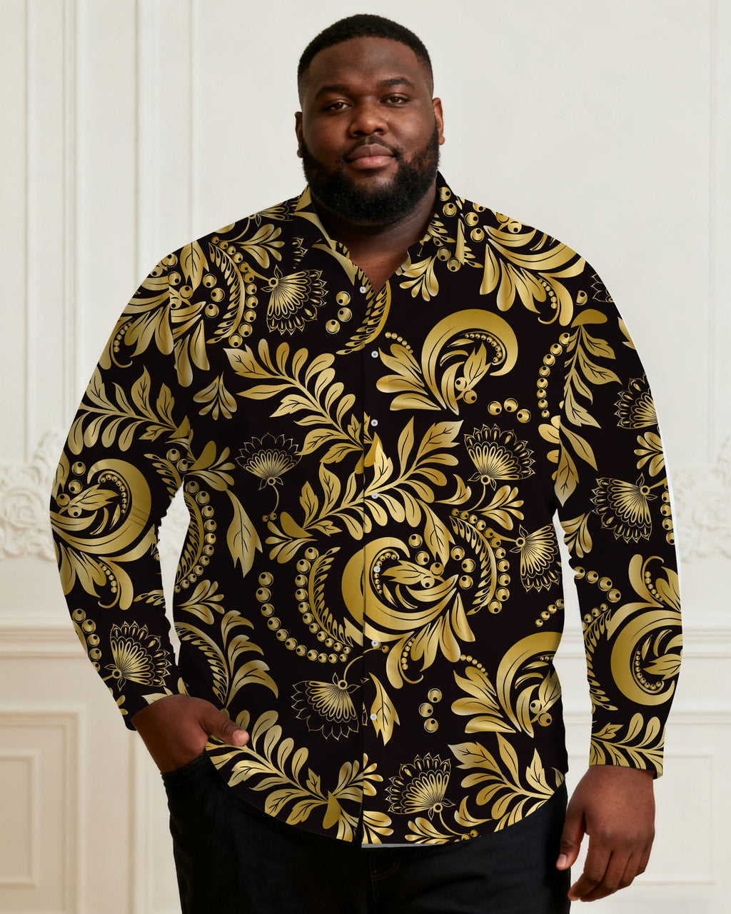 Big & Tall Business Casual Long Sleeve Shirt for big men view 1