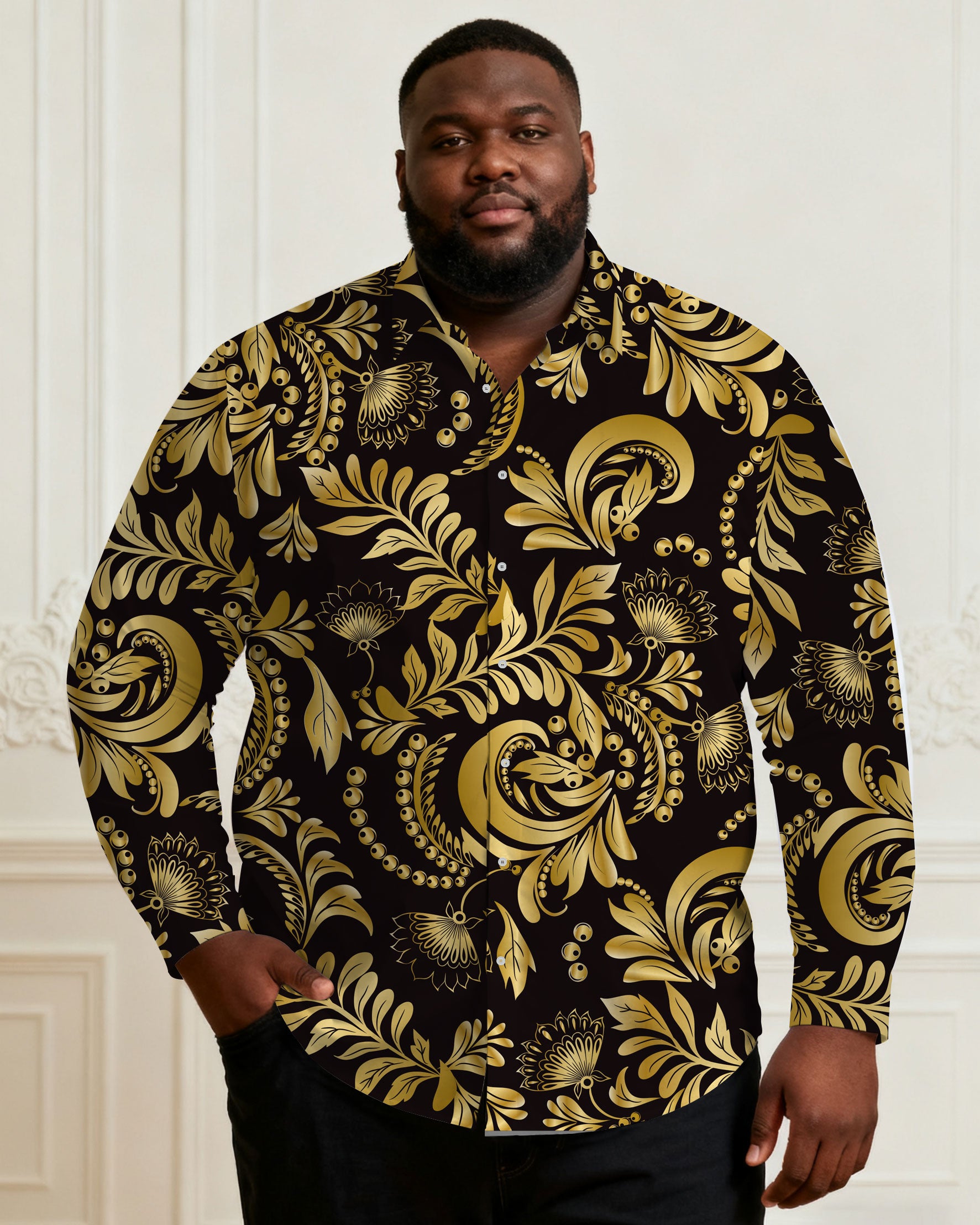 Big & Tall Business Casual Long Sleeve Shirt for big men view 1