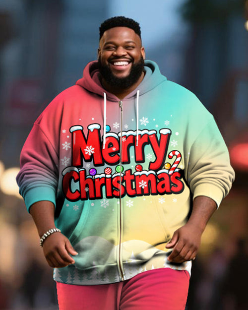 Big & Tall Gradient Graphic Hoodie Sweatpants Set for big men view 2