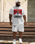 Big & Tall Western T-Shirt Shorts Set for big men view 1