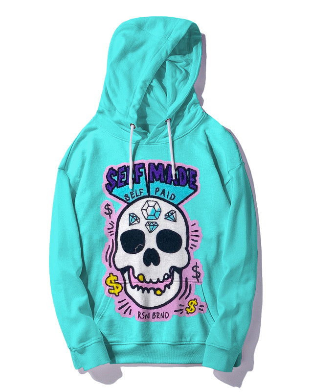 Big & Tall Blue Pink Streetwear Hoodie Sweatpants Set for big men view 8