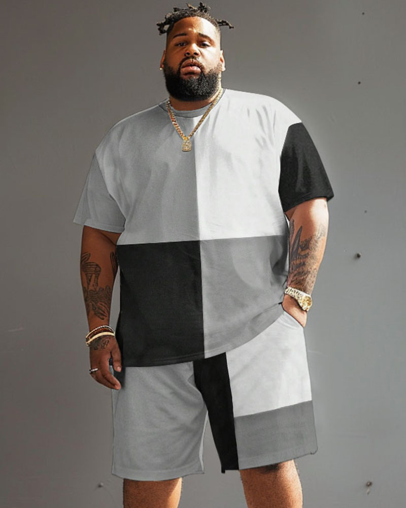 Big & Tall Colorblock T-Shirt Shorts Set for big men view 1