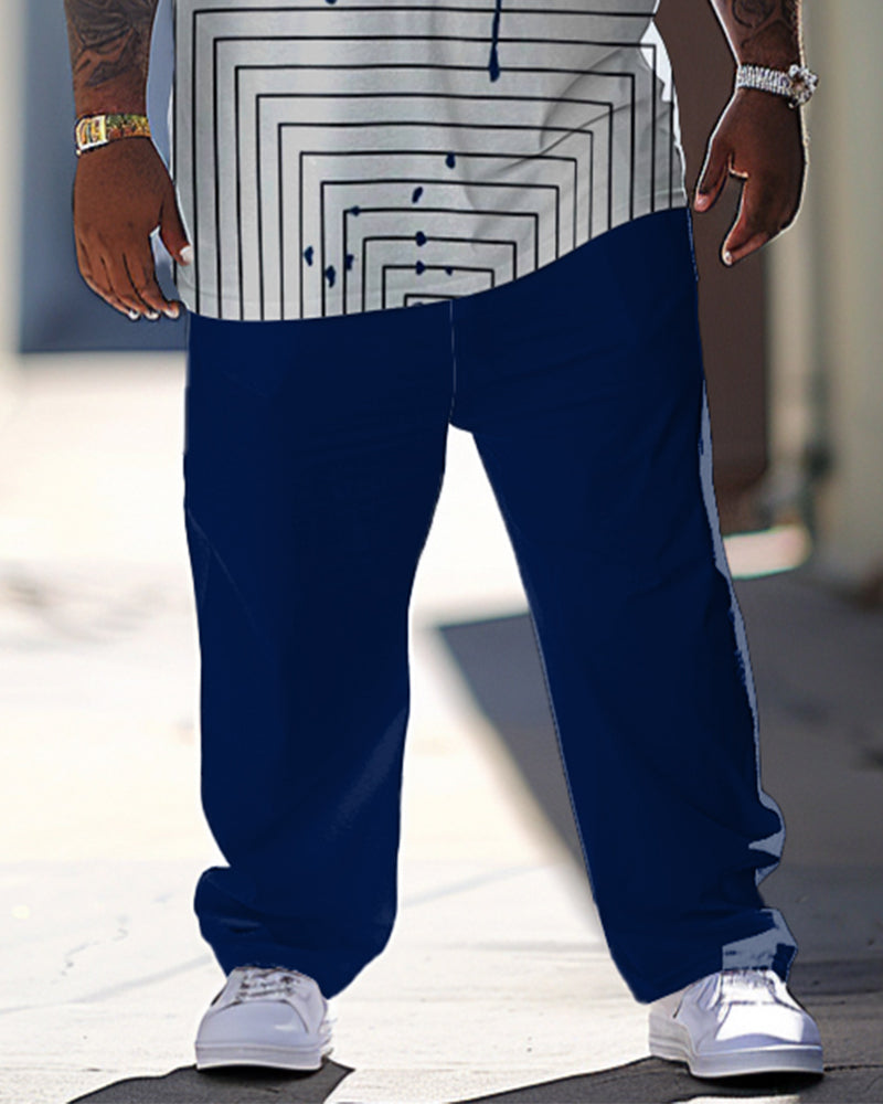 Big & Tall Geometric Streetwear T-Shirt Pants Set for big men view 3