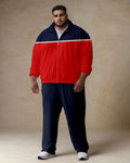 Big & Tall Blue Red Colorblock Shirt Pants Set for big men view 1