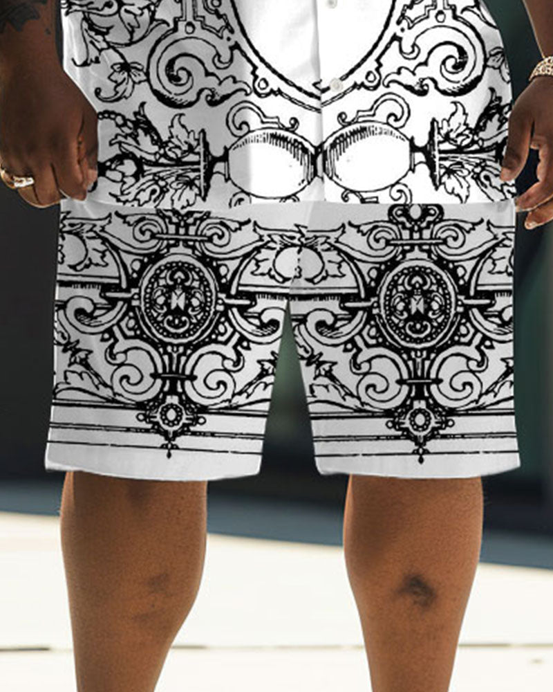 Big & Tall Graphic T-Shirt Shorts Set for big men view 3