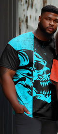 Big & Tall Colorblock Skull T-Shirt for big men view 2