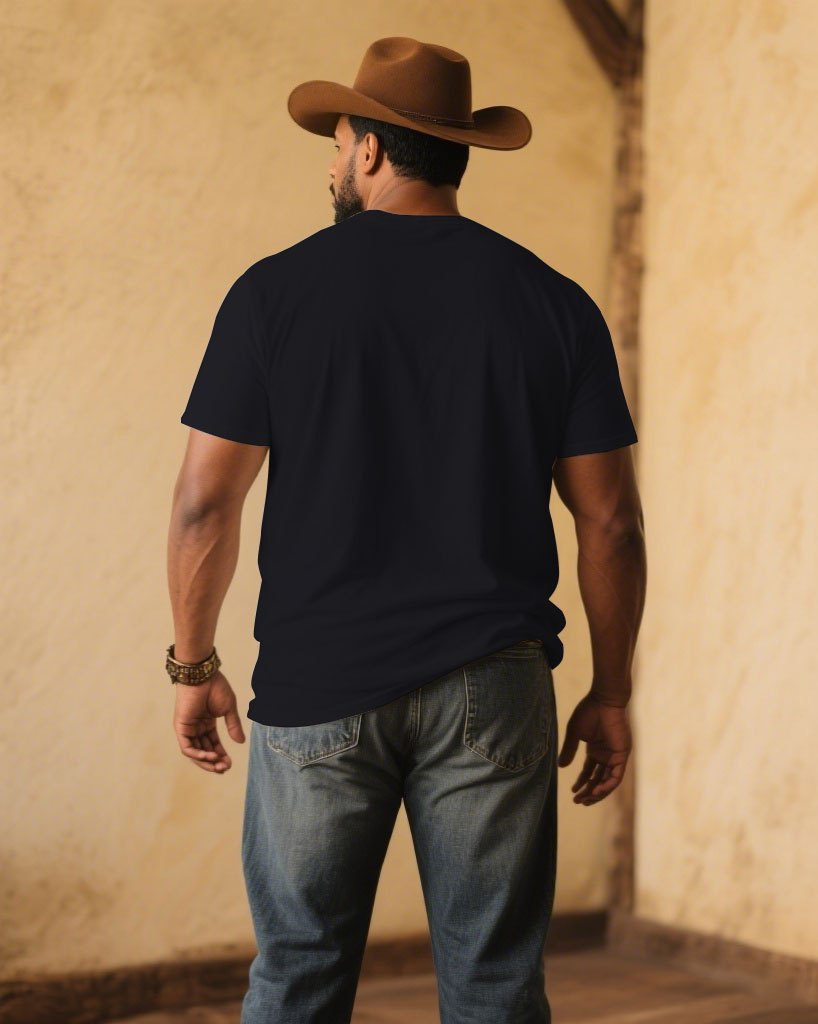 Big & Tall Black Western Denim T-Shirt for big men view 2