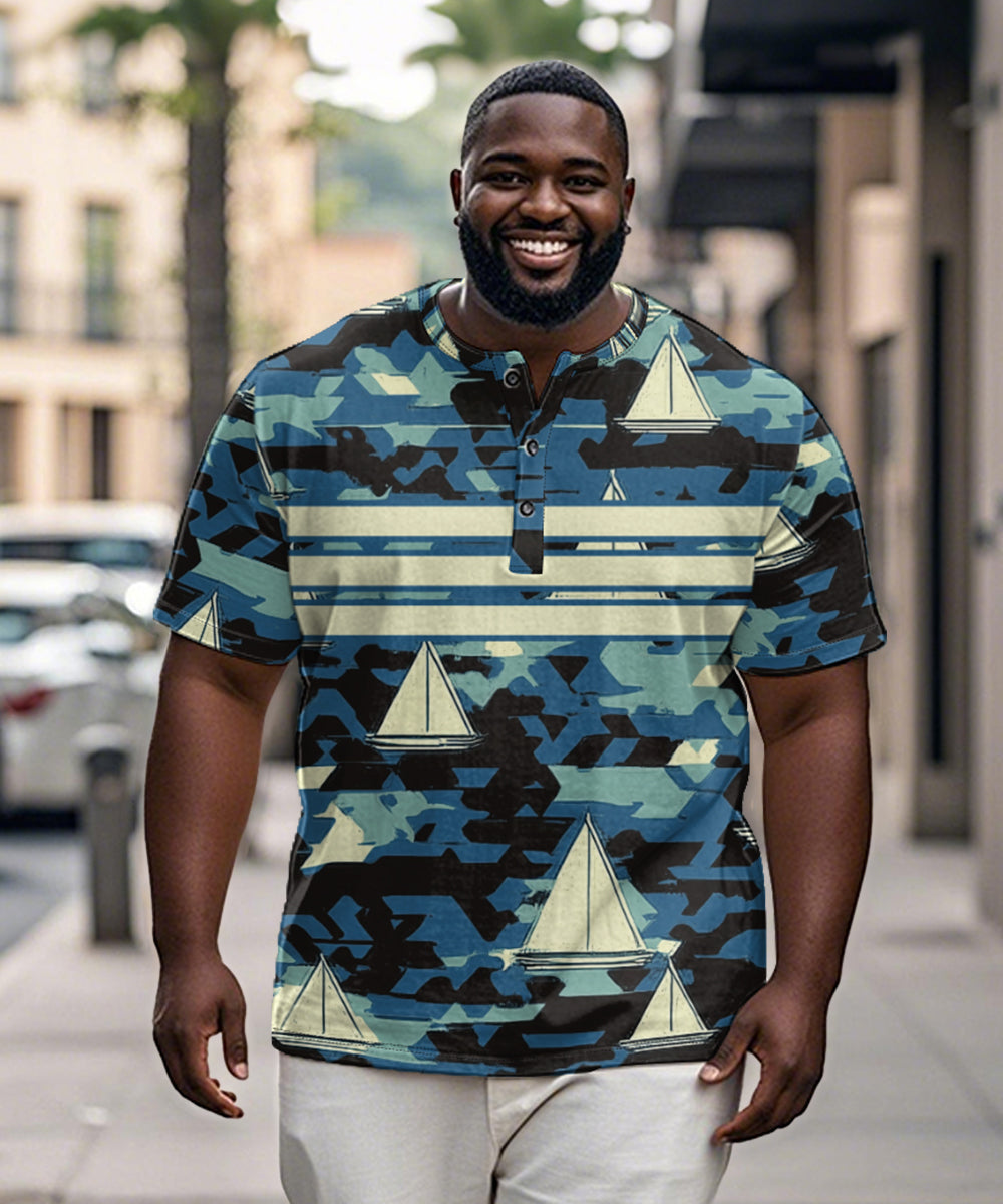 Big & Tall Blue Hawaiian Graphic T-Shirt for big men view 3