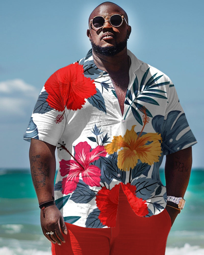 Big & Tall Hawaiian Graphic T-Shirt Pants Set for big men view 2