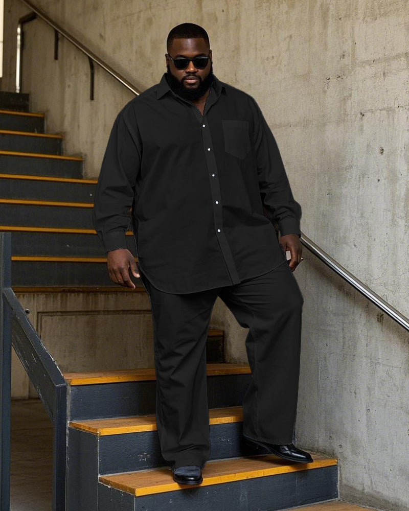 Big & Tall Solid Color T-Shirt Pants Set for big men view 2