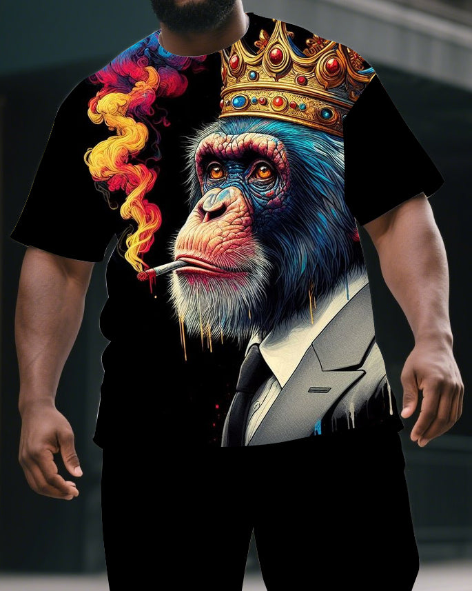 Big & Tall Graphic T-Shirt Shorts Set for big men view 2