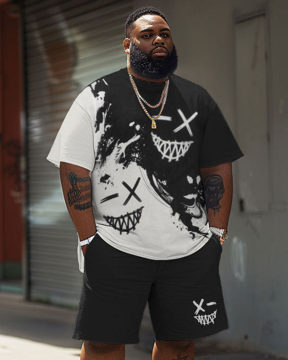 Big & Tall Graphic Streetwear T-Shirt Shorts Set for big men view 1